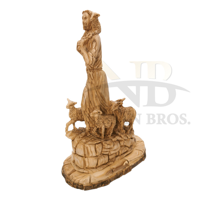 Olive Wood Good Shepherd (GS 0028) – Nissan Brothers | The Holy Land