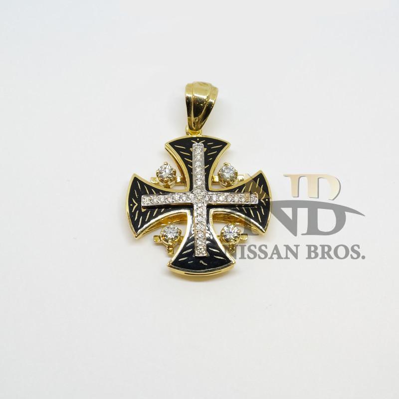 Jerusalem cross pendant 14k gold set with Diamonds from Israel the Holy Land